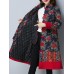 Vintage Women Printed Plate Buckle Long Sleeve Women Coats