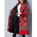 Vintage Women Printed Plate Buckle Long Sleeve Women Coats