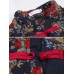 Vintage Women Printed Plate Buckle Long Sleeve Women Coats