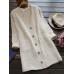 Casual Women Pure Color Long Sleeve V-Neck Knitted Cardigan with Pocket