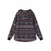 Ethnic Printed Long Sleeve Fleece Thick Women Hooded Coats