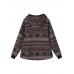 Ethnic Printed Long Sleeve Fleece Thick Women Hooded Coats