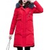 Women Pure Color Long Sleeve Hooded Mid-Long Down Coats