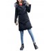 Women Pure Color Long Sleeve Hooded Mid-Long Down Coats