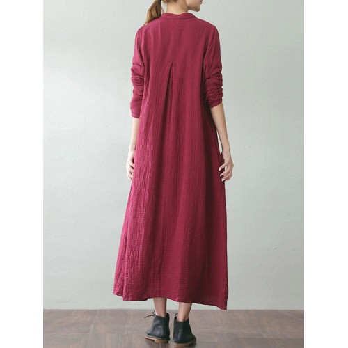 S-5XL Women Vintage Long Sleeve Buttons Loose Maxi Coats