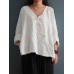 Women Casual Long Sleeve V-neck Plate Buckle Solid Asymmetric Blouses