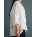 Women Casual Long Sleeve V-neck Plate Buckle Solid Asymmetric Blouses