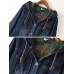 Casual Women Hooded Long Sleeve Camouflage Single-Breasted Denim Coat