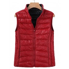 Casual Solid Color Vest Sleeveless Stand Collar Women Light Down Coats