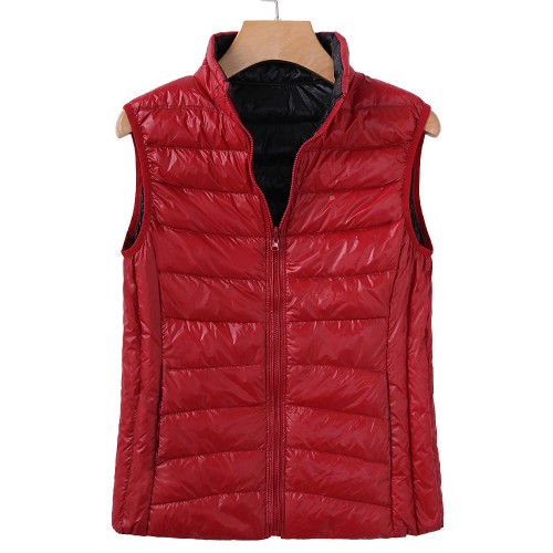 Casual Solid Color Vest Sleeveless Stand Collar Women Light Down Coats