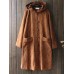 Vintage Women Single Breasted Solid Color Hooded Velvet Coat