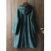 Vintage Women Single Breasted Solid Color Hooded Velvet Coat