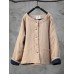 Vintage Women Solid Color Double Pocket Button Long Sleeve Thick Coat