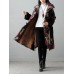 Vintage Women Printed Patchwork Pocket Velvet Long Sleeve Coat