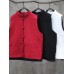 Women Plate Buckle Sleeveless Stand Collar Vintage Cotton Coats