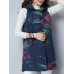 Folk Style Printed Sleeveless Pocket Hooded Cotton Coats