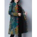 Vintage Women Printed Long Sleeve Stand Collar Winter Coat