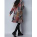 Vintage Women Printed Long Sleeve Stand Collar Winter Coat