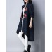 Ethnic Women Long Sleeve Embroidered Jacquard Dip Hem Trench Coat