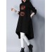 Ethnic Women Long Sleeve Embroidered Jacquard Dip Hem Trench Coat