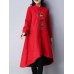 Ethnic Women Long Sleeve Embroidered Jacquard Dip Hem Trench Coat