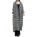 Women Plaid Lapel Button Down Shirt Dress Long Maxi Coats Outwear