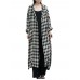 Women Plaid Lapel Button Down Shirt Dress Long Maxi Coats Outwear