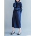 Acrylic Loose Women Turtleneck Striped Long Sweater Dress