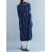 Acrylic Loose Women Turtleneck Striped Long Sweater Dress