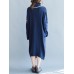 Acrylic Loose Women Turtleneck Striped Long Sweater Dress