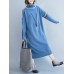 Acrylic Loose Women Turtleneck Striped Long Sweater Dress