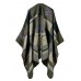 Women Sleeveless Color Block Blanket Winter Wrap