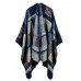 Women Sleeveless Color Block Blanket Winter Wrap