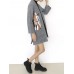 Horse Printed Long Sleeve Open Front Women Pocket Woolen Coat