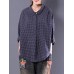 M-5XL Casual Women Back Lace-Up Loose Plaid Blouse