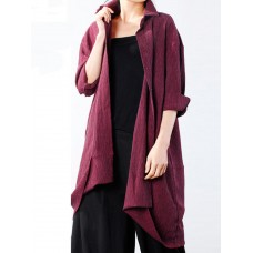 Solid Color Women Thin Long Sleeve Open Front Cardigan