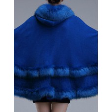 Elegant Women Faux Fur Stitching Loose Knitting Coats