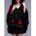 Elegant Women Faux Fur Stitching Loose Knitting Coats