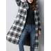 Women Plaid Pockets Button Thicken Hooded Long SleeveThicken Coats