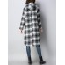 Women Plaid Pockets Button Thicken Hooded Long SleeveThicken Coats