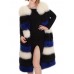 Casual Women Sleeveless Color Block Warm Faux Fur Coat