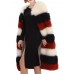 Casual Women Sleeveless Color Block Warm Faux Fur Coat