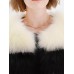 Casual Women Sleeveless Color Block Warm Faux Fur Coat