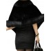 Elegant Women Solid Color Batwing Sleeve Faux Fur Shawl Cloak