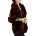 Elegant Women Solid Color Batwing Sleeve Faux Fur Shawl Cloak