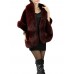 Elegant Women Solid Color Batwing Sleeve Faux Fur Shawl Cloak