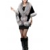 Elegant Women Solid Color Batwing Sleeve Faux Fur Shawl Cloak