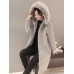 Elegant Women Faux Fur Hooded Thicken Woolen Mid-long Coats