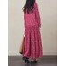 Vintage Women Full Sleeve Floral Printed Maxi Dress