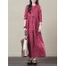 Vintage Women Full Sleeve Floral Printed Maxi Dress